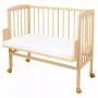 Patut pentru copii, Waldin, 2in1, 90 cm x 55 cm, lemn de fag, vopsea certificata, roti blocabile, laterala detasabila, co-sleeping, Saltea inclusa, Aparatoare laterala din bumbac, Natur, Cover, SMIX - 7