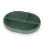 Farfurie compartimentata, Petite&Mars, Take&Match, Ovala, Cu ventuza si 3 compartimente, Silicon, Fara BPA, 630 ml, 6 luni+, Verde
