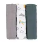 Set 3 scutece, Petite&Mars, Moussy Grey Planes, Din muselina de bambus, Hipoalergenice, 68 x 68 cm, Certificate Oeko Tex Standard 100, Multicolor - 2