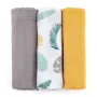Set 3 scutece, Petite&Mars, Moussy Ochre Leaves, Din muselina de bambus, Hipoalergenice, 68 x 68 cm, Certificate Oeko Tex Standard 100, Multicolor - 2