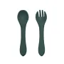 Set de hranire, Petite&Mars, Cu farfurie, Bol si tacamuri, Din silicon fara BFA, Verde inchis - 8