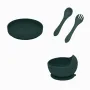 Set de hranire, Petite&Mars, Cu farfurie, Bol si tacamuri, Din silicon fara BFA, Verde inchis - 3