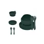 Set de hranire, Petite&Mars, Cu farfurie, Bol si tacamuri, Din silicon fara BFA, Verde inchis - 1