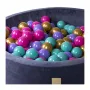 Piscina uscata 250 bile 7 cm MeowBaby  , auriu, roz inchis, violet si turcoaz, Flower Set, 90x30 cm, Catifea Blue - 4