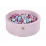 Piscina uscata cu 200 de bile (Mint, Baby blue, roz deschis, roz pastel) MeowBaby  , 90x30 cm, Catifea Pastel Pink - 1