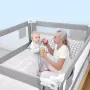 Protectie laterala pat, Primabobo,Classic XXL, 180 cm, Inaltime reglabila 68-98 cm, Cu plasa respirabila, Prevazuta cu un buzunar, Gri - 7