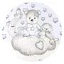 Lenjerie patut junior cu 2 piese, Qmini, Din bumbac certificat Oeko Tex Standard 100, 140 x 200 cm, Teddy Bear with Blue Heart - 4