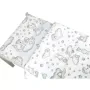 Lenjerie patut junior cu 2 piese, Qmini, Din bumbac certificat Oeko Tex Standard 100, 140 x 200 cm, Teddy Bear with Blue Heart - 3