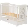 Patut din lemn bebe, 120x60 cm, Cu sertar, Din lemn de pin si mdf, Stabil si rezistent, Inaltime saltea reglabila pe 3 nivele, Laterala cu 3 bete detasabile,  EN716-1, EN716-2, Alb, Qmini, Timmi Heart - 11