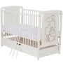Patut din lemn bebe, 120x60 cm, Cu sertar, Din lemn de pin si mdf, Stabil si rezistent, Inaltime saltea reglabila pe 3 nivele, Laterala cu 3 bete detasabile,  EN716-1, EN716-2, Alb, Qmini, Timmi Heart - 7