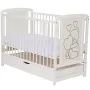 Patut din lemn bebe, 120x60 cm, Cu sertar, Din lemn de pin si mdf, Stabil si rezistent, Inaltime saltea reglabila pe 3 nivele, Laterala cu 3 bete detasabile,  EN716-1, EN716-2, Alb, Qmini, Timmi Heart - 3