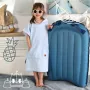 Poncho baie, Qmini, Cu gluga, buzunar si urechi, Materiale certificate Oeko Tex Standard 100, 1 - 4 ani, Heather - 2