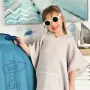 Poncho baie, Qmini, Cu gluga, buzunar si urechi, Materiale certificate Oeko Tex Standard 100, 1 - 4 ani, Heather - 6