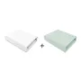 Set 2 cearceafuri cu elastic, Qmini, Pentru patut leagan sau patut co-sleeper, 90x50 cm, Din bumbac, Material certificat Oeko Tex Standard 100, White and Cold Mint - 1