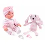 Bebelus, Jokomisiada, Cu iepuras de plus, Similar cu un bebe real, Include si suzeta, Realizat din plastic dur si cauciuc, Sigur pentru copii, 18 luni+, Pink - 7