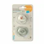 Set 2 suzete bebelusi, BabyOno, 6-18 luni, Varf aplatizat bilateral, Dezvoltare corecta a muscaturii, Maner fosforescent, Scut ventilat Air Flow, Fara BPA, Usor de sterilizat, Verde/ Bej - 2