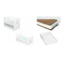 Set Patut din lemn bebe Babyneeds, Nadia II cu sertar, 120x60 cm, Alb + Saltea patut bebe, Cocos Confort II, Cu fibre de cocos si strat de burete, 120x60x10 cm + Protectie impermeabila, Pentru patuturi 120x60 cm, Alb - 1