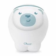 Proiector de pat, Chicco, Urs polar, 2 in 1, Cu muzica si sunete naturale, Functie de activare si dezactivarea proiectie, 2 trepte de volum, 13x13x14.5 cm, Albastru