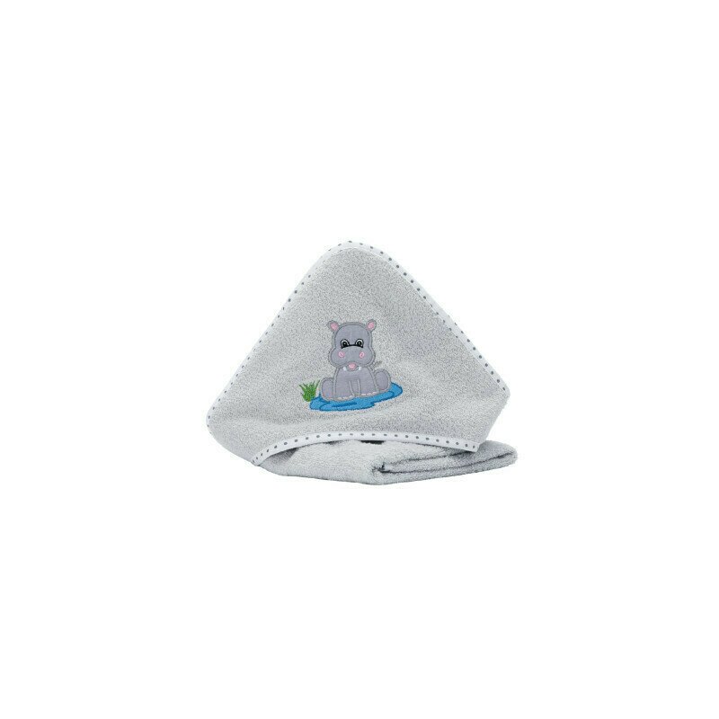 Fillikid - prosopel hippo brodat din bumbac, 75x75 cm, albastru/gri
