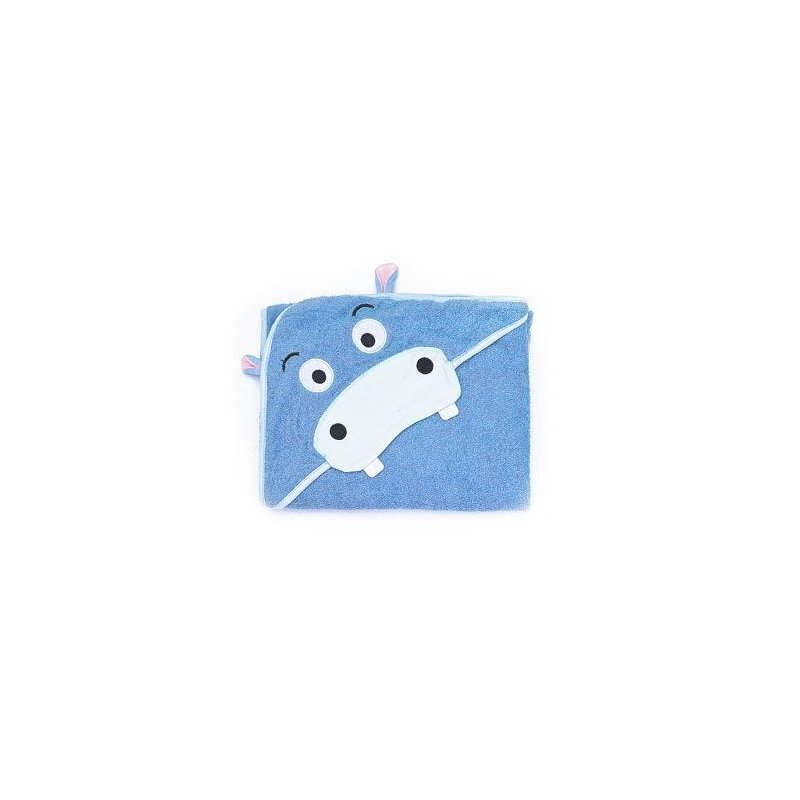 Sensillo - prosopel cu gluga brodata water friends din bumbac, 100x100 cm, albastru