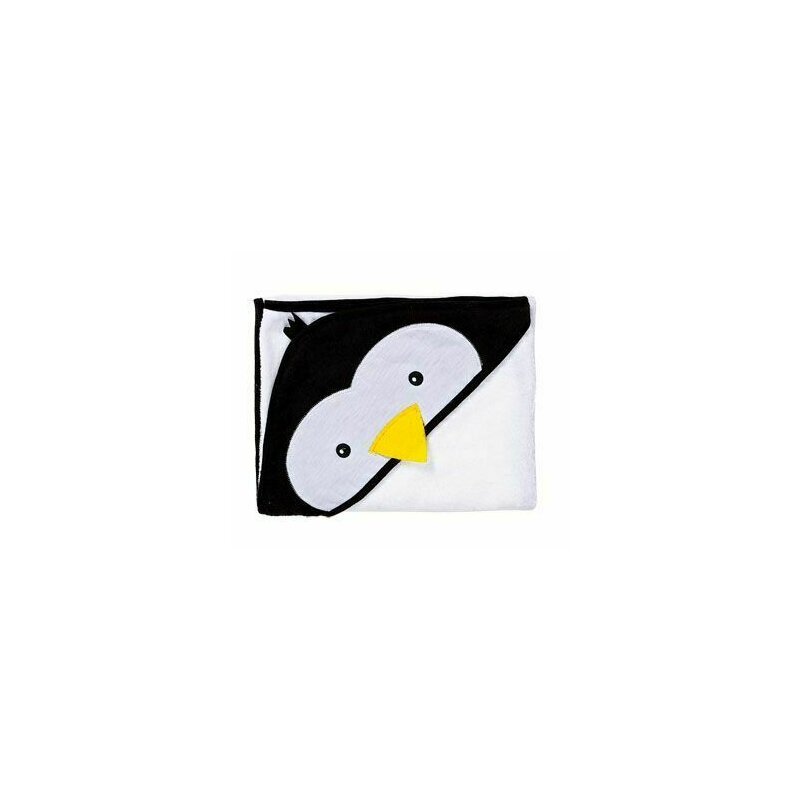 Sensillo - prosopel water friends pinguin cu gluga brodata din bumbac, 100x100 cm, alb