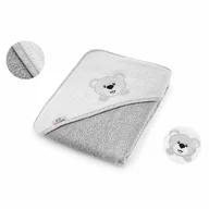 Prosop de baie, Bocioland, Cu gluga, 100% bumbac, 80x80 cm, Teddy Bear, Grey