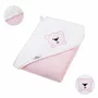 Prosop de baie, Bocioland, Cu gluga, 100% bumbac, 80x80 cm, Teddy Bear, Pink - 1