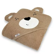 Prosop de baie, Bocioland, Cu gluga si urechi, 100% bumbac, 95x95 cm, Teddy Bear, Maro