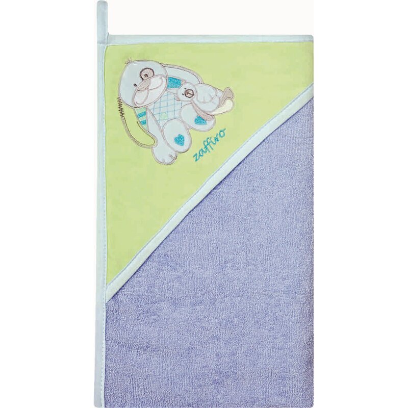 Womar zaffiro - prosop de baie cu gluga imprimeu velur 80 x 80 cm , albastru/verde