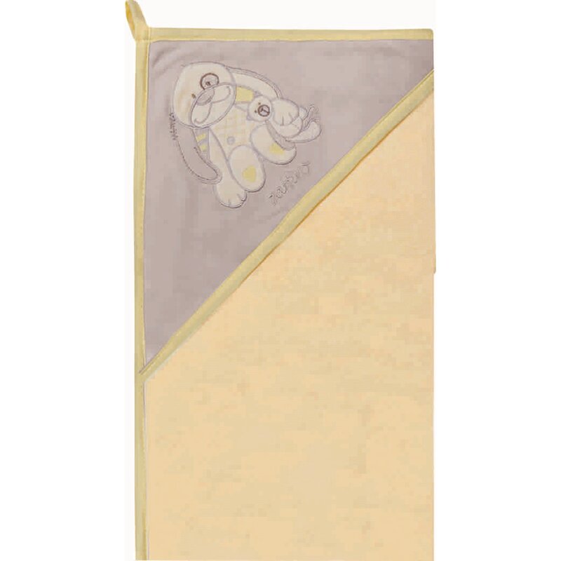 Womar - prosop de baie cu gluga imprimeu velur 80 x 80 cm, bej, gri, galben