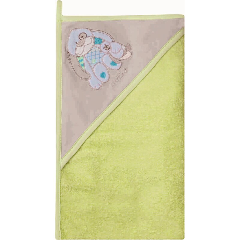 Womar - prosop de baie cu gluga imprimeu velur 80 x 80 cm, verde, gri, albastru