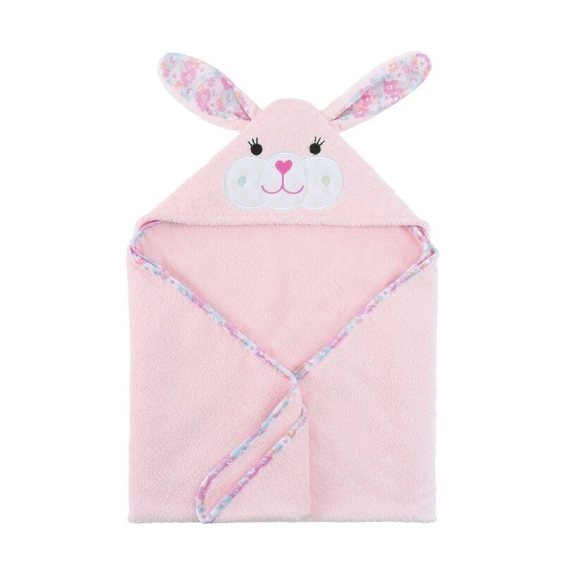 Zoocchini - prosopel happy bunny cu gluga din bumbac, 70x70 cm, roz