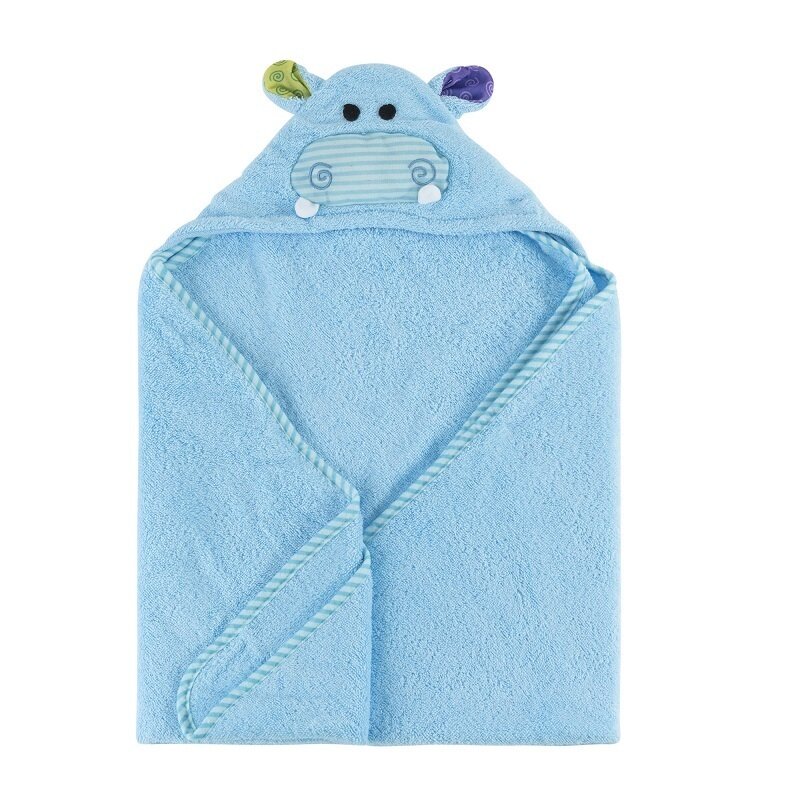 Zoocchini - prosopel happy hippo cu gluga din bumbac, 70x70 cm, albastru