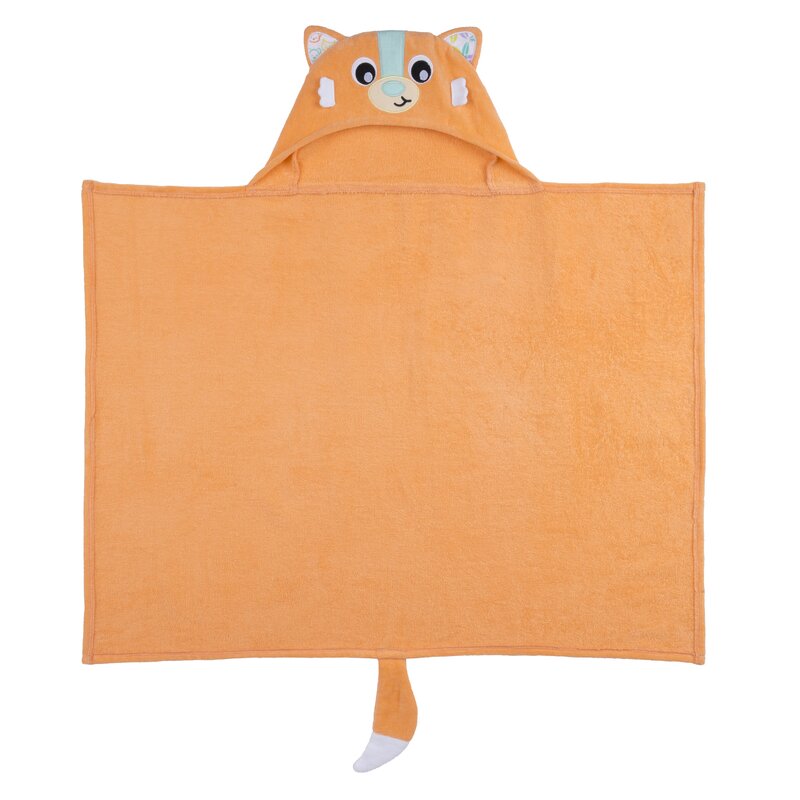 Prosop de baie, Playgro, Friendly Forest, Cu gluga si codita, 100% bumbac, 60x80 cm, Fox, Portocaliu