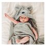 Babysteps - Prosop din fibra de bambus cu gluga si buzunar pentru bebelusi si copii, Poncho Teddy, Grey, 73x58 cm - 8