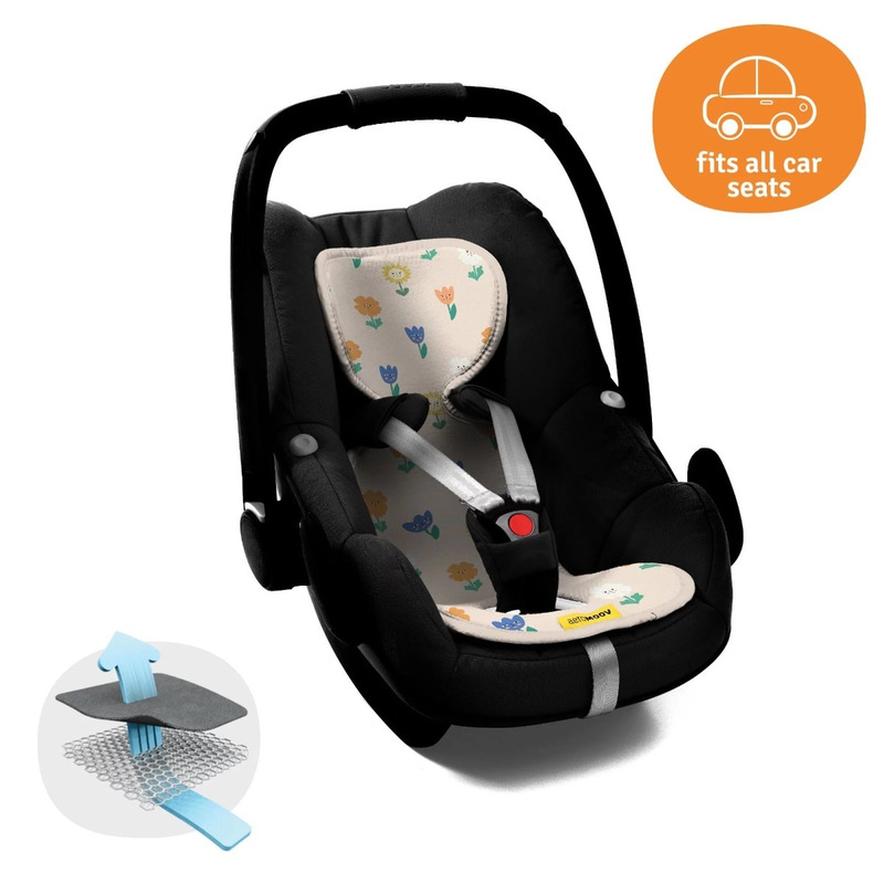 Protectie antitranspiratie cos auto, Aeromoov, Universala, 0-9 luni, 0-10 kg, Structura 3D, AeroSleep, Flowers