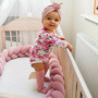 Protectie impletita pentru patut copii, din bumbac catifelat, Sparrow, Velvet Dusty Pink, 340 cm, Full 120 x 60 cm - 3
