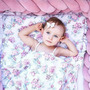 Protectie impletita pentru patut copii, din bumbac catifelat, Sparrow, Velvet Dusty Pink, 340 cm, Full 120 x 60 cm - 5