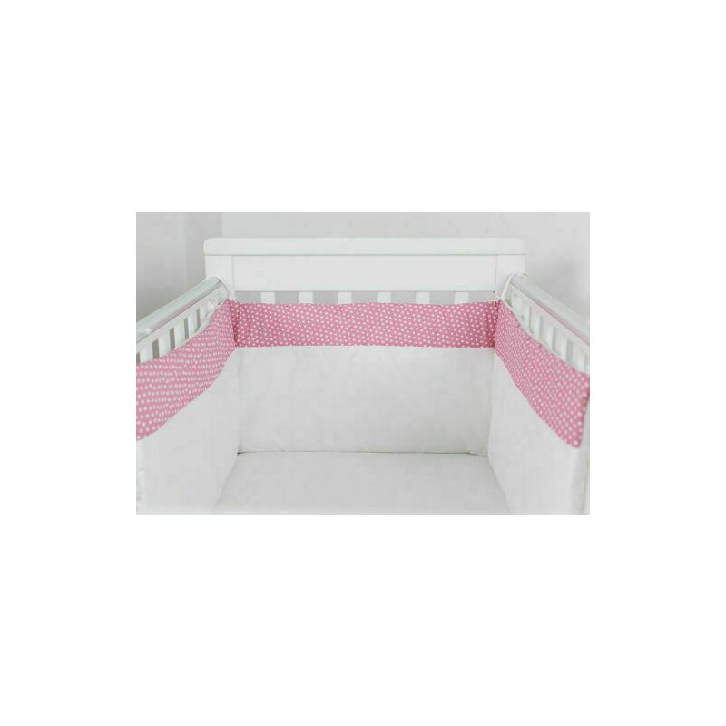 Kidsdecor - Protectie jumatate patut bebe cu roz 60 x 120 cm Inimioare