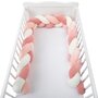 Protectie laterala, Bubaba, Pentru patut bebe, Tip Bumper impletit, Din bumbac, 235x15 cm, Conform cu standardul european EN 16780:2018, Pink White - 1