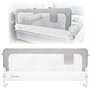Protectie laterala pat, Primabobo, Toby, 150 cm, Inaltime 70 cm, Cu plasa respirabila, Prevazuta cu un buzunar, Cu sistem de blocare, Grosime maxima a saltelei de 25 cm, Gri - 2