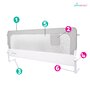 Protectie laterala pat, Primabobo, Toby, 150 cm, Inaltime 70 cm, Cu plasa respirabila, Prevazuta cu un buzunar, Cu sistem de blocare, Grosime maxima a saltelei de 25 cm, Gri - 7