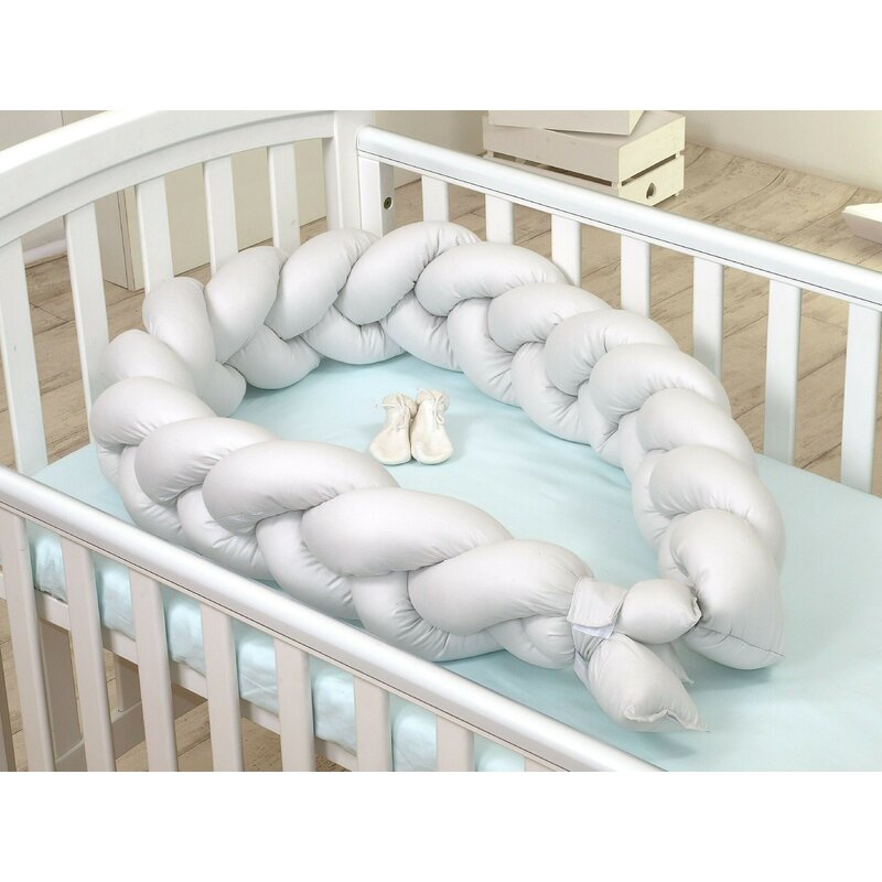 Amy - protectie laterala patut bumper impletit 210 cm bumbac grey