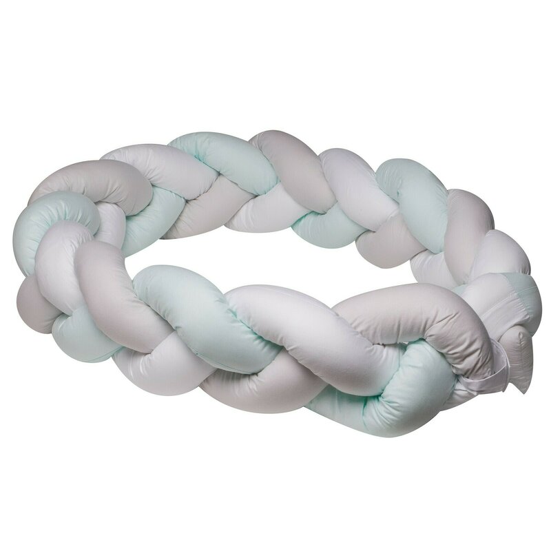 Amy - protectie laterala patut bumper impletit 340 cm bumbac white/grey/mint
