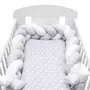 Protectie laterala, New Baby, Pentru patut, Tip Bumper impletit, Din bumbac, Din materiale certificate Oeko Tex Standard 100, Lungime 225 cm, Stars grey/white - 6