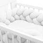 Protectie laterala, New Baby, Pentru patut, Tip Bumper impletit, Din muselina, Din materiale certificate Oeko Tex Standard 100, Lungime 210 cm, White - 3