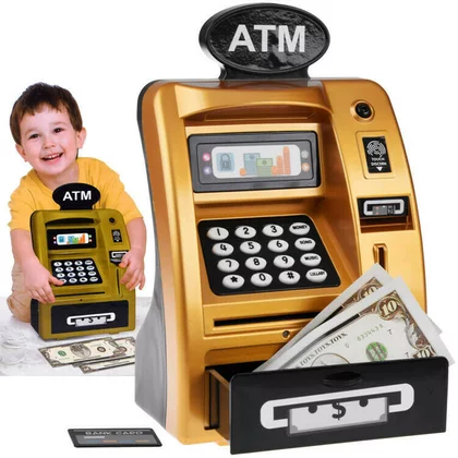 Pusculita, Jokomisiada, Bancomat Musical, Pentru depuneri si retrageri, Cu senzor de miscare, 3 ani+, Multicolor