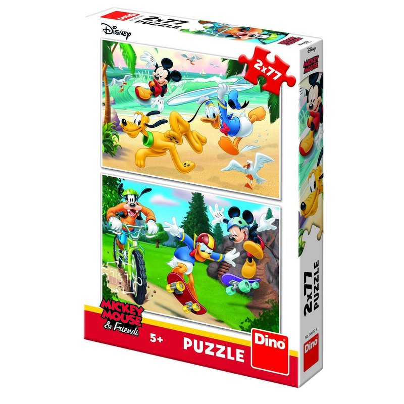 Puzzle 2 in 1 - Mickey campionul (2 x 77 piese)