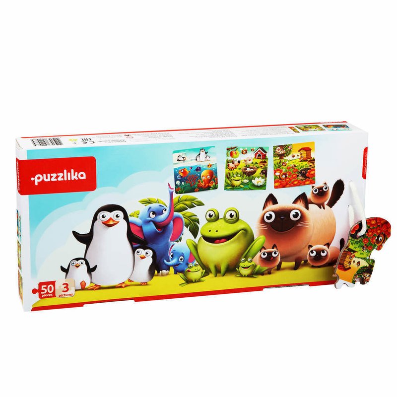 Cubika - puzzle educativ 3 in 1 animalutele preferate puzzle copii, pcs 50