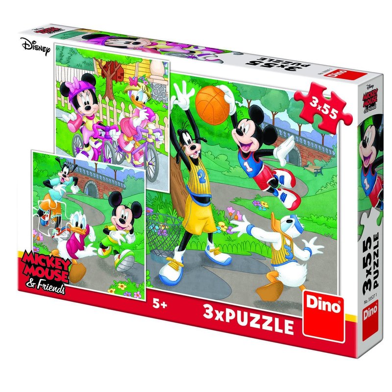 Dino - toys - puzzle 3 in 1 mickey si minnie sportivii 55 piese